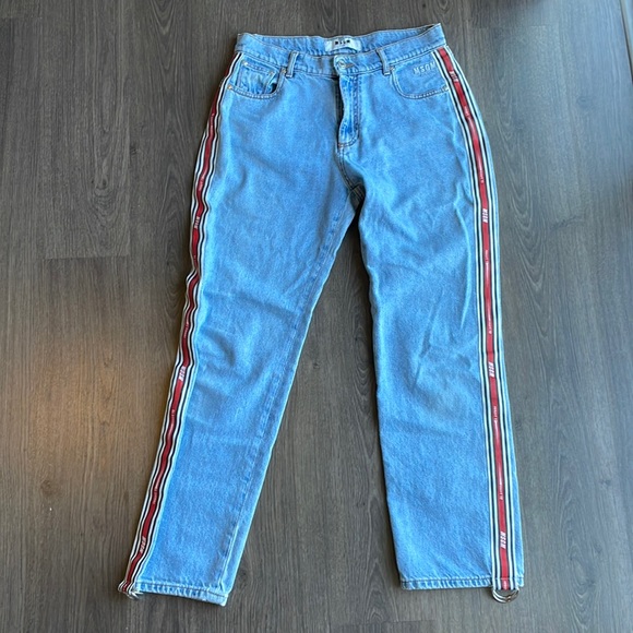 MSGM- Logo Stripe Jean Size 4 - Picture 1 of 4